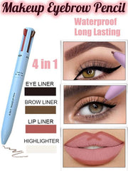 Multi-effect 4 In 1 Eyeliner Eyebrow Pencil Contour Pen Long Lasting Waterproof For Girls