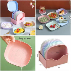 10 Plates Set With Holder